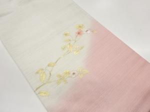 金彩枝葉に花模様刺繍暈し名古屋帯